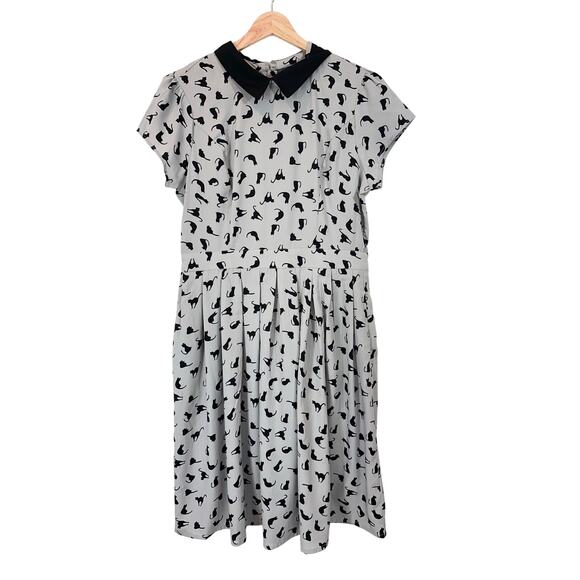 ModCloth Novelty Black Cat Halloween Dress | Gray | SZ L - Picture 2 of 10